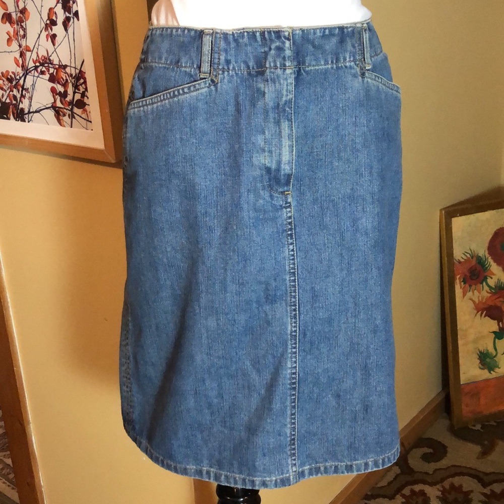 Vintage TALBOTS Size 6 petite Denim 100% Cotton Flat front 2 Pockets Skirt NEW